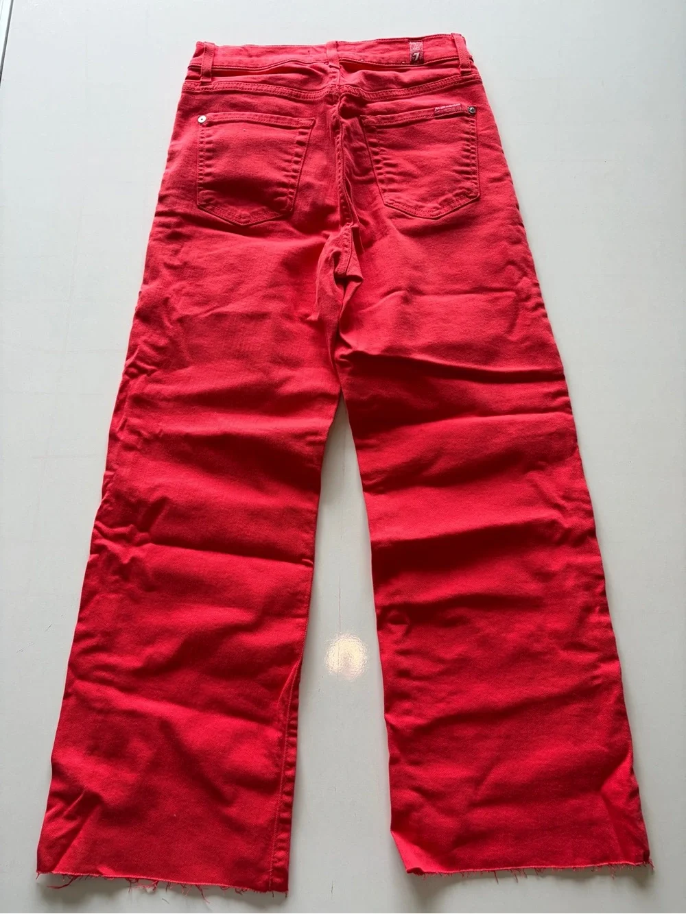 7 for all mankind red wide leg cropped denim jeans high rise women’s size 26 - Picture 7 of 9